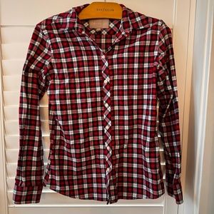 Banana Republic XS Petite Red Plaid Button Down Shirt